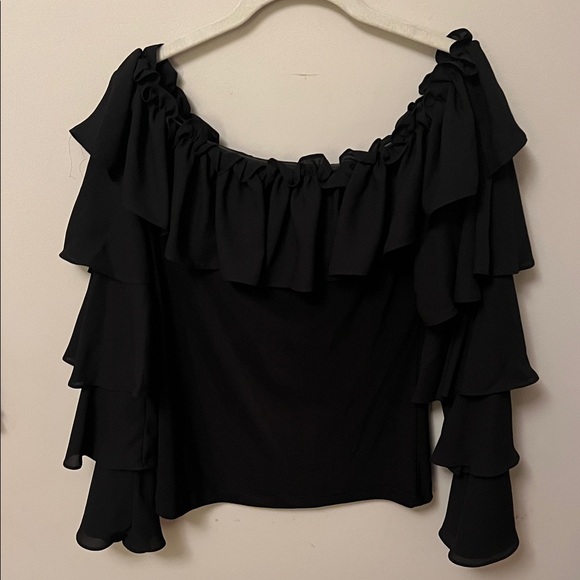 Joseph Ribkoff Black Ruffled Blouse - Picture 1 of 4